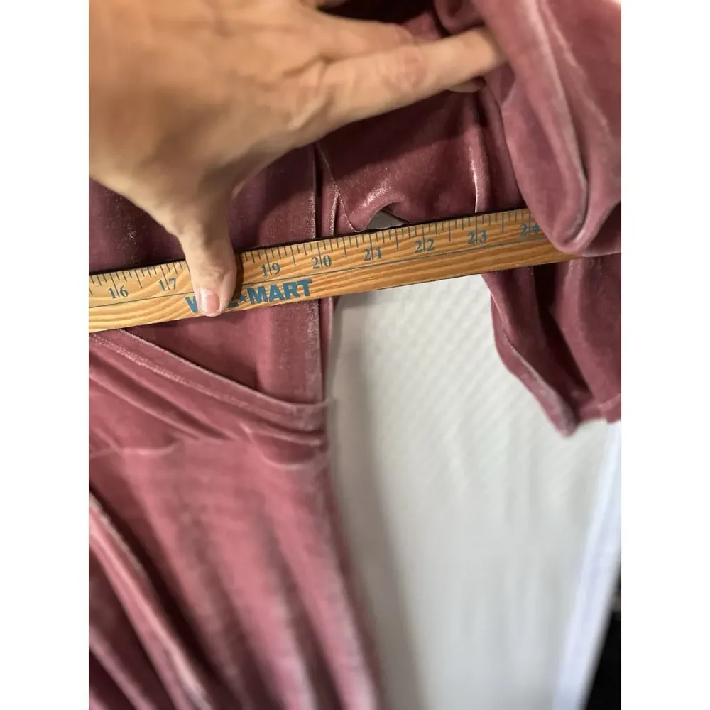 Soft Surroundings Pink Vera Velvet Faux Wrap Maxi Dress Wedding Holiday Dress LG - Picture 8 of 9